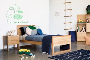 Lilly & Lolly kids room with denim bedspread