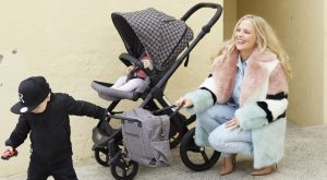 Rachelle Rowlings with baby in pram