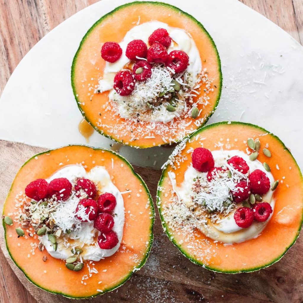 Whole Vegan Pantry Rockmelons with coyo yoghurt and granola
