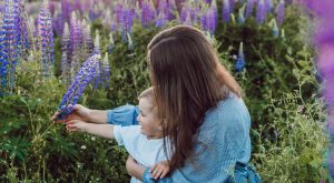 Mum and child in the garden