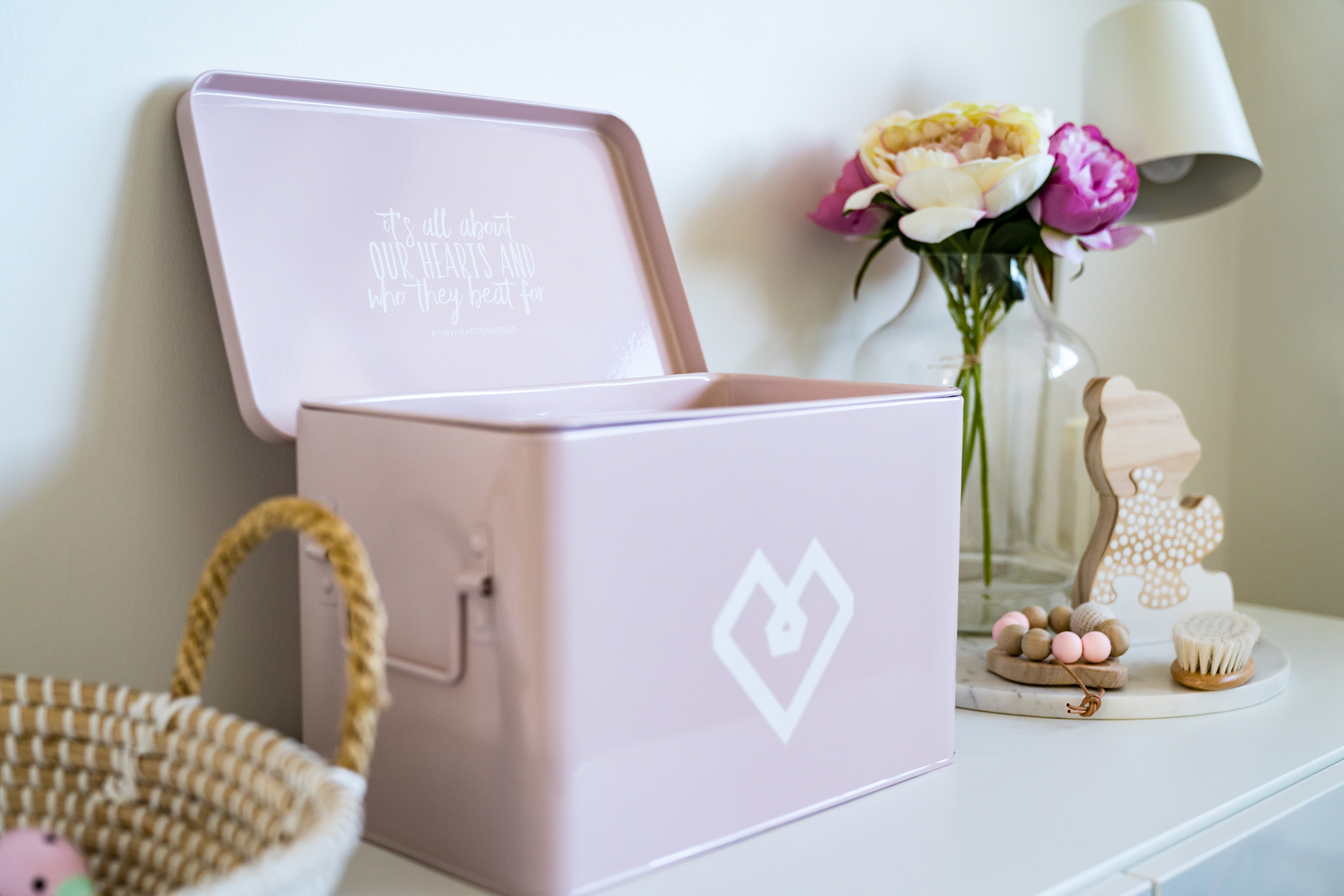 Tiny Hearts pink first aid box in childs room Mama Disrupt®