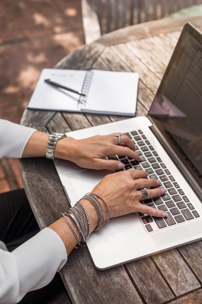 Woman working on laptop