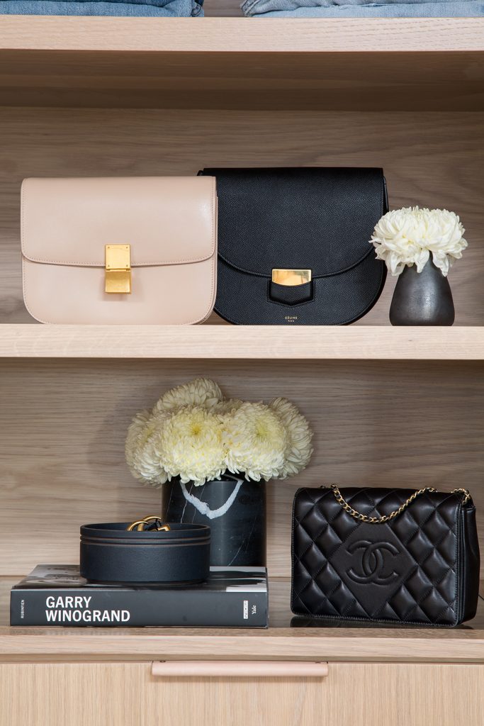Handbags styled in beautiful wardrobe