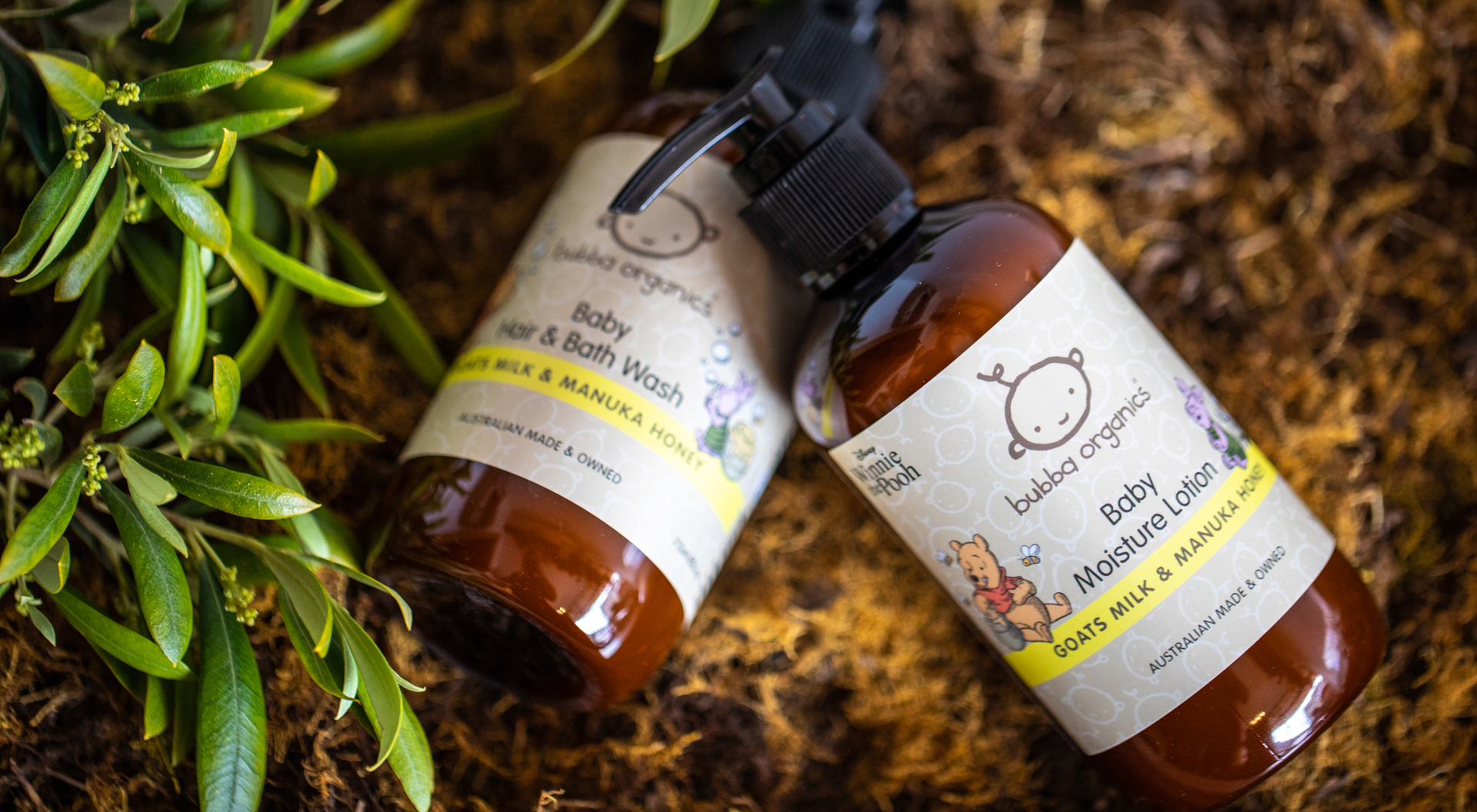 Bubba Organics Winnie the Pooh goats milk and manuka honey range