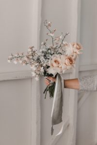 Boutierre Girls peach flower arrangement