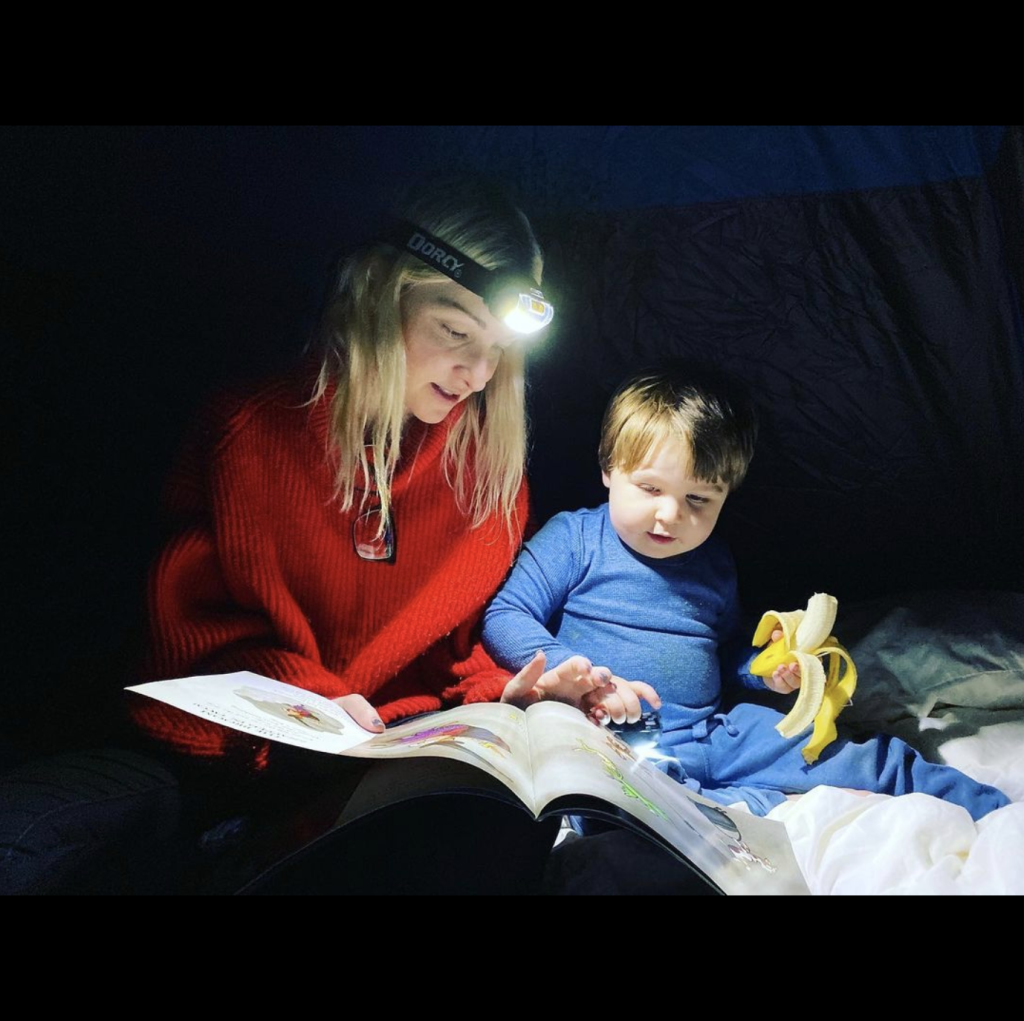 Kate Miller Heidke camping with her son