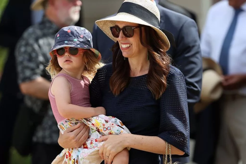 Jacinda Ardern with Neve