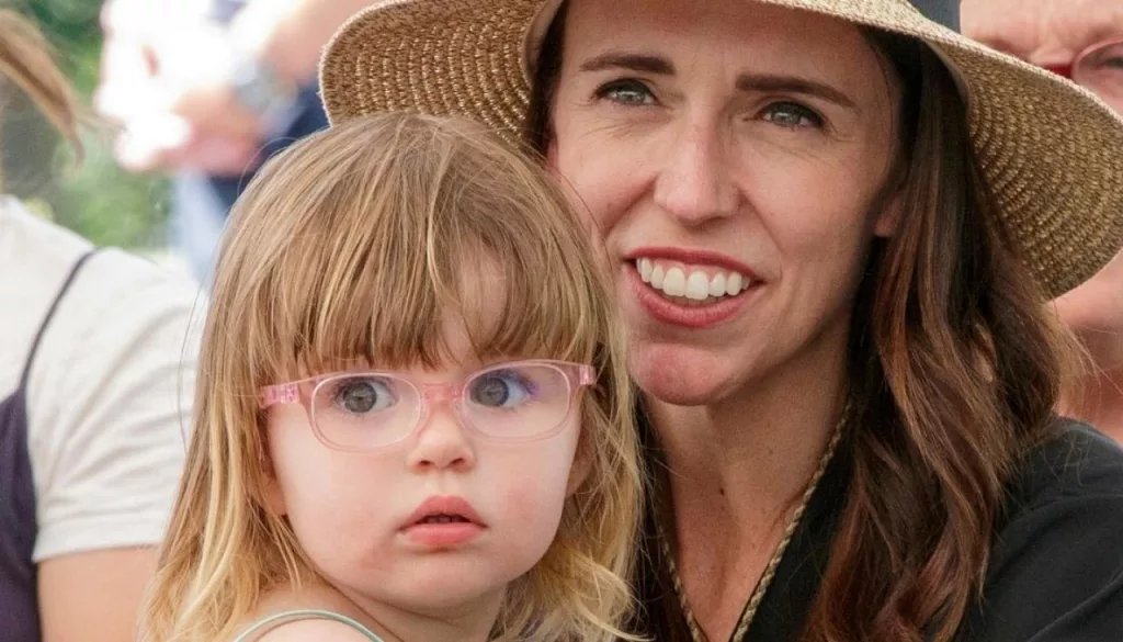 Jacinda Ardern with Neve
